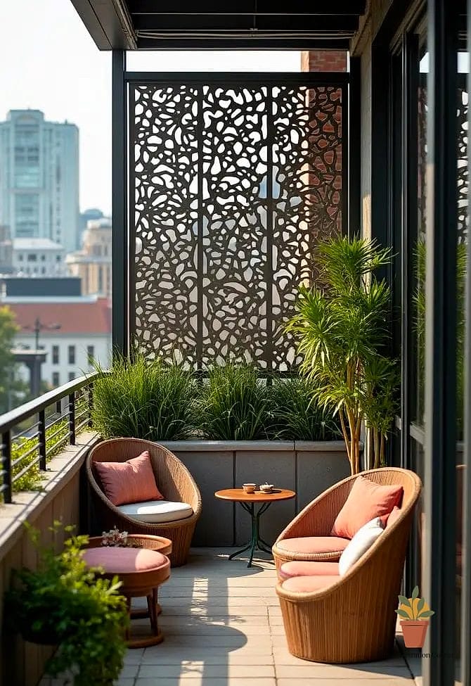 20 Stunning House Balcony Ideas for Every Budget 9 Privacy Screen with Bamboo Panels