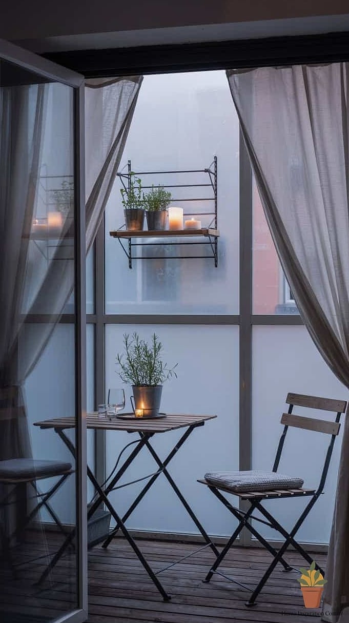 Small Apartment Balcony Enclosure with Foldable Furniture