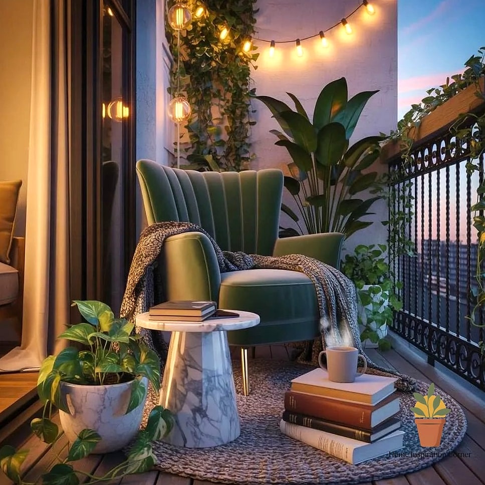 A Statement Outdoor Rug Paired with Layered Textiles