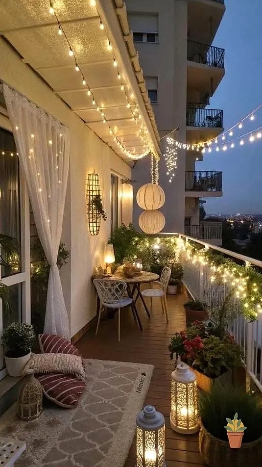 String Lights and Lantern Layering