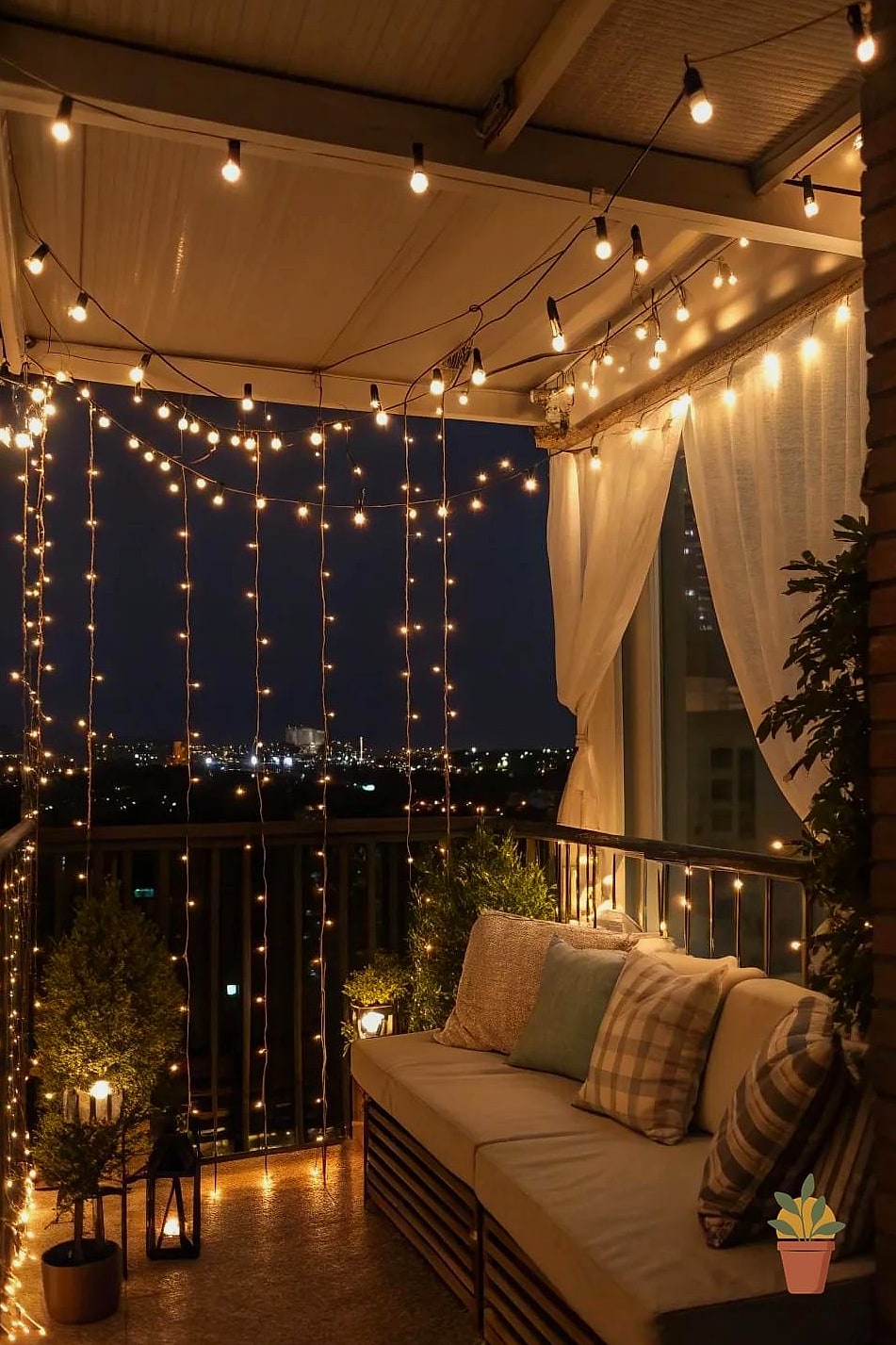 String Lights Along the Railing