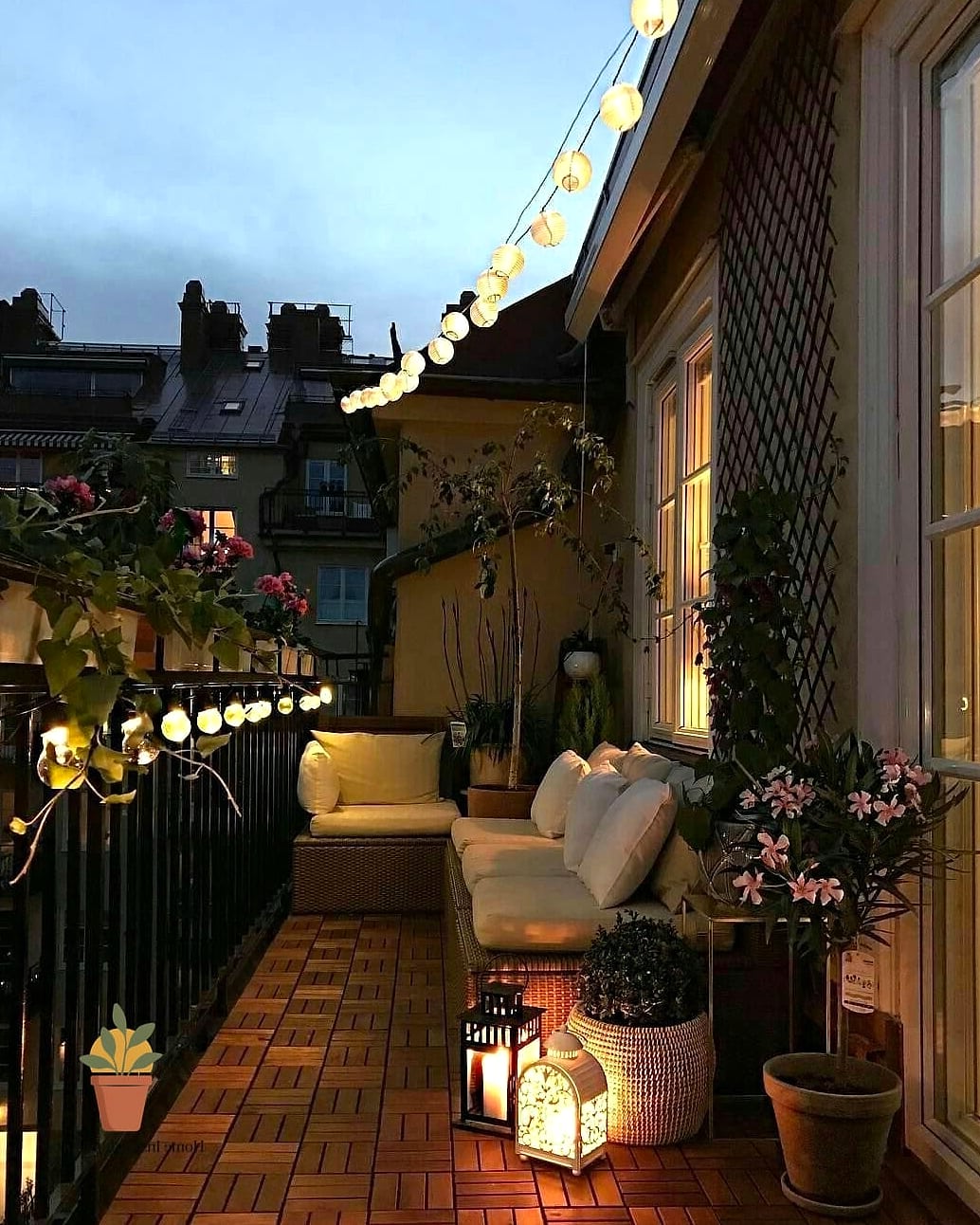 String Lights Around the Railing
