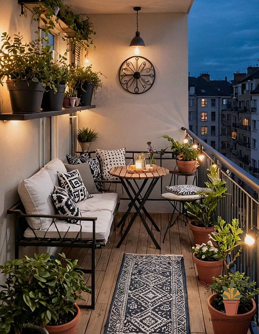 Striped Outdoor Rug as the Anchor Piece