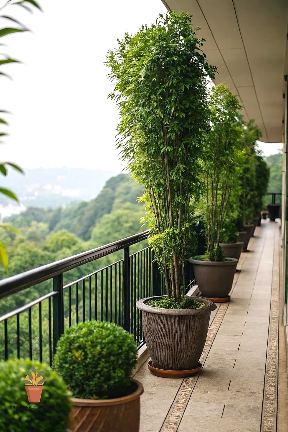 Tall Potted Trees and Shrubs