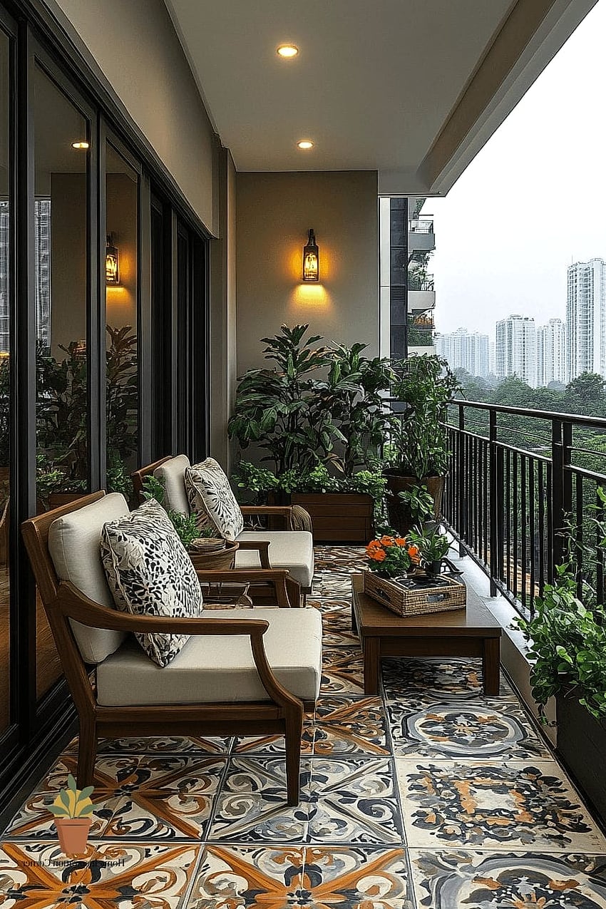 20 Small Balcony Looks We're Obsessed With This Year 9 Tiled Accent Floor