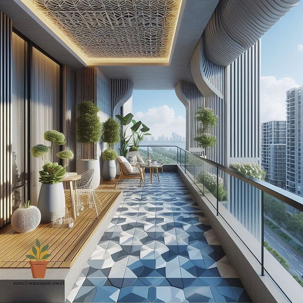 18 Balcony Tiles Ideas That Will Transform Your Space 17 Two-Tone Striped Tiles