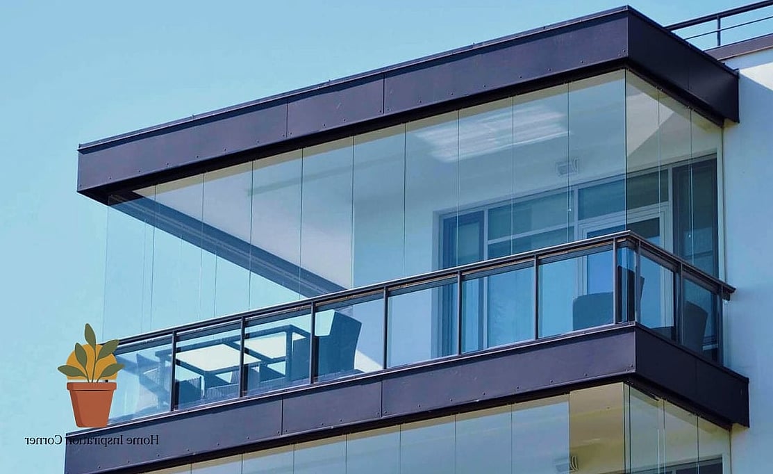 21 Glass Railing Balcony Looks We're Obsessed With This Year 16 Two-Tone Glass and Wire Mesh Combination
