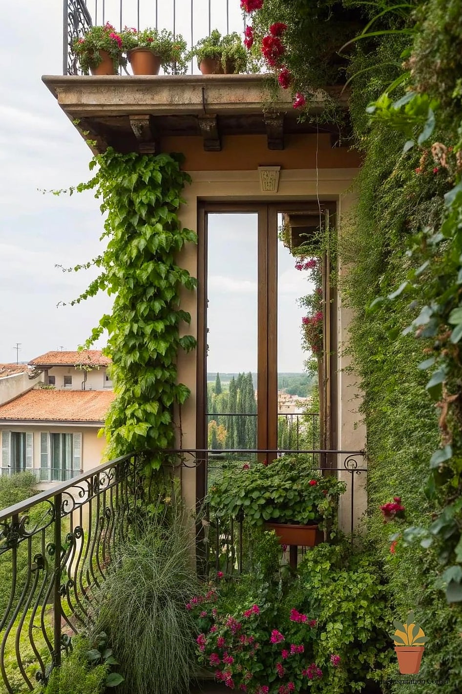 Vertical Garden Panels Attached to the Railing