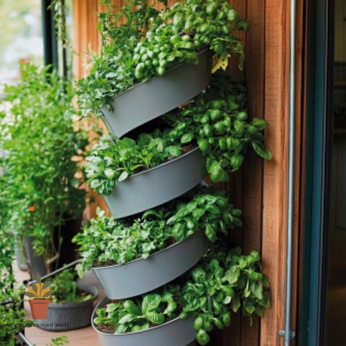 Vertical Herb Wall Using Gutter Planters