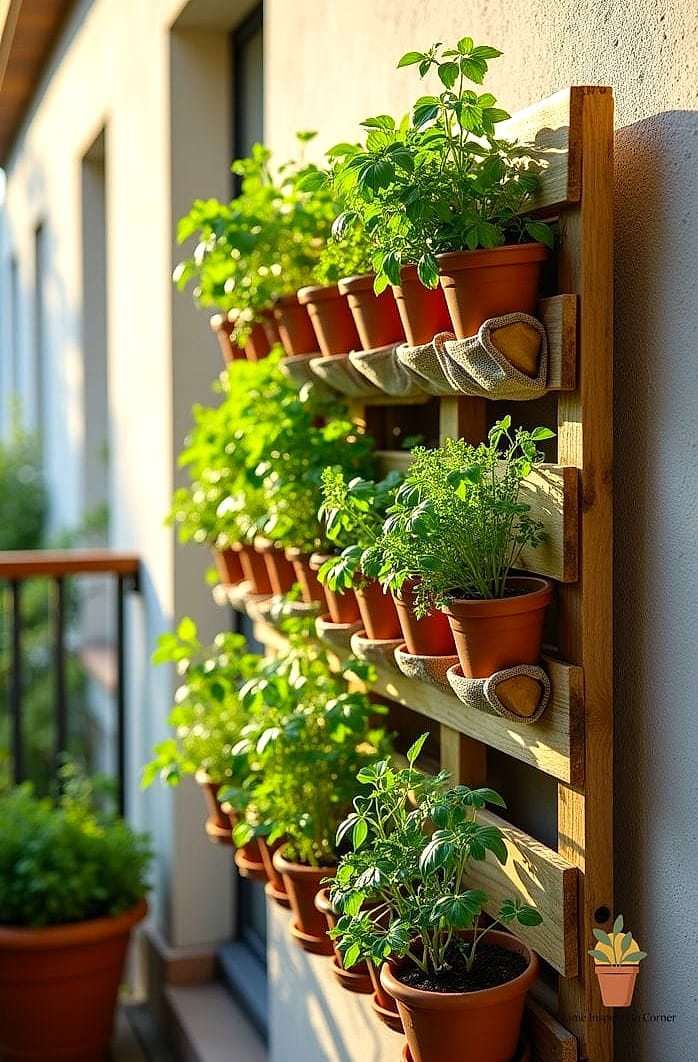 7 Creative Outdoor Balcony Ideas Ideas You Haven't Seen Before 3 A Vertical Herb Wall Instead of Pots on the Floor