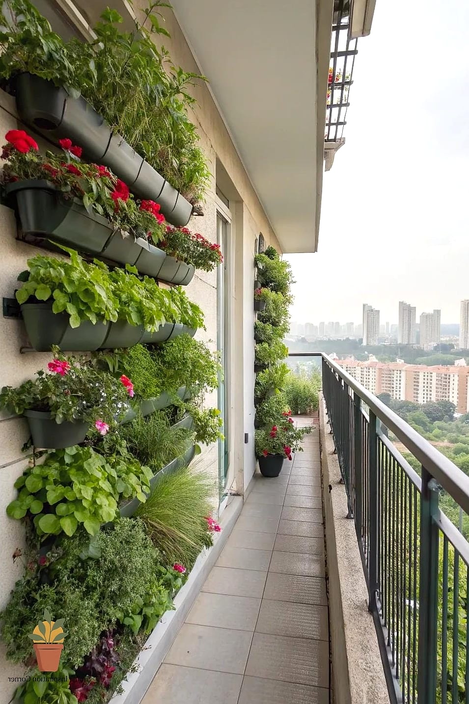 12 Narrow Balcony Ideas to Upgrade Your Home This Weekend 3 Vertical Planters Instead of Pots on the Floor