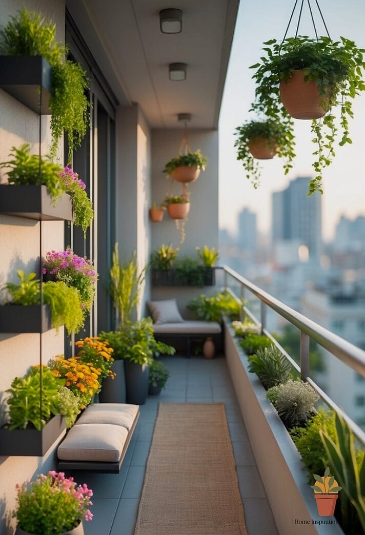 12 Narrow Balcony Ideas to Upgrade Your Home This Weekend 6 A Weatherproof Outdoor Rug to Define the Space