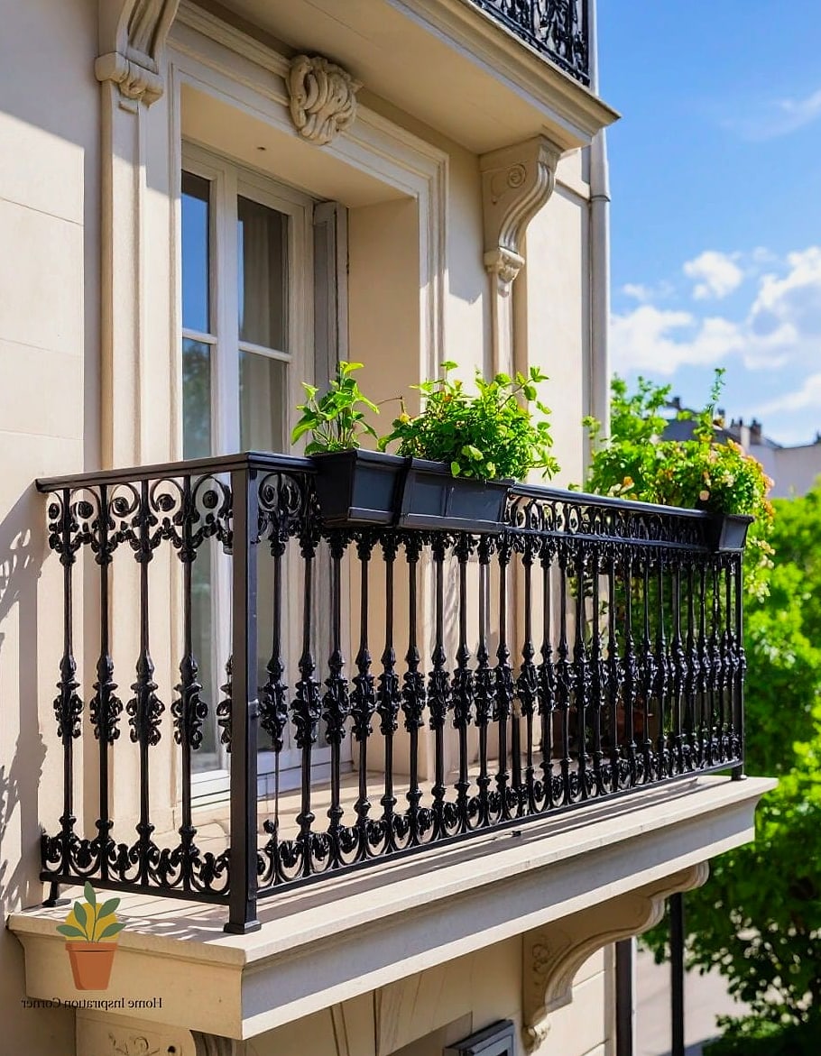 Wrought Iron with Flower Boxes