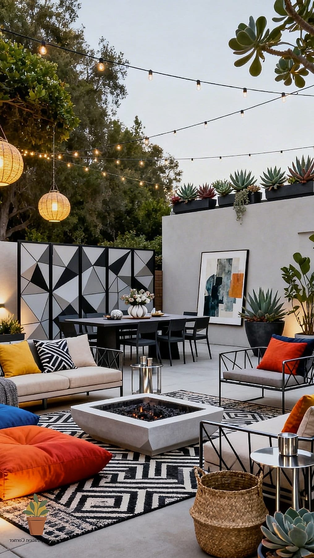 Add a Bold Outdoor Rug and Furniture Color Pairing