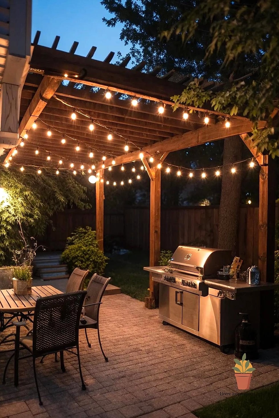 Adding String Lights for Evening Ambiance