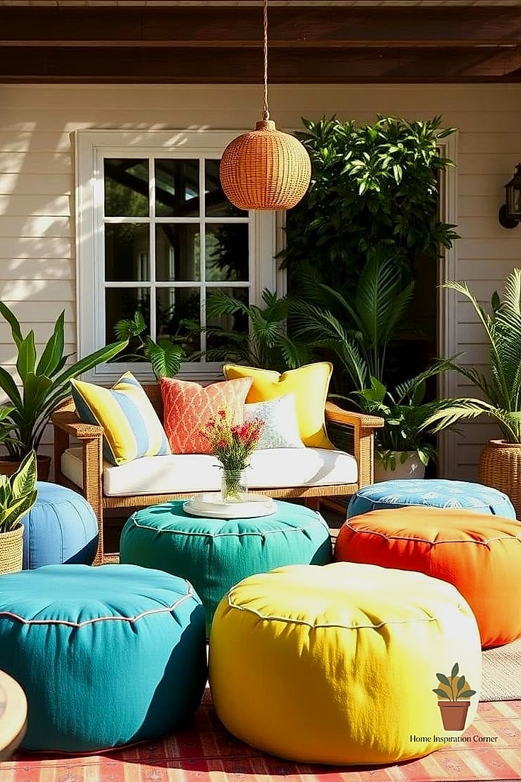 Add an Outdoor Pouf for Flexible Seating