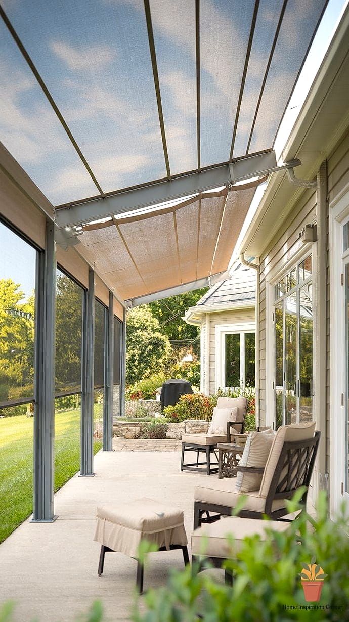 19 Patio Interno Ideas That Are Both Stylish and Practical 18 Add a Retractable Shade Structure