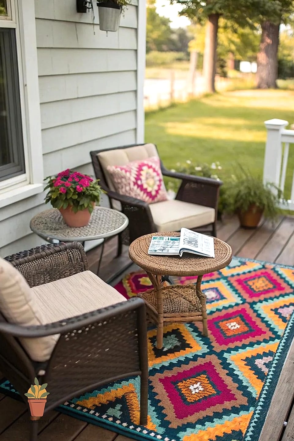 Add a Small Outdoor Rug Runner Near the Entrance