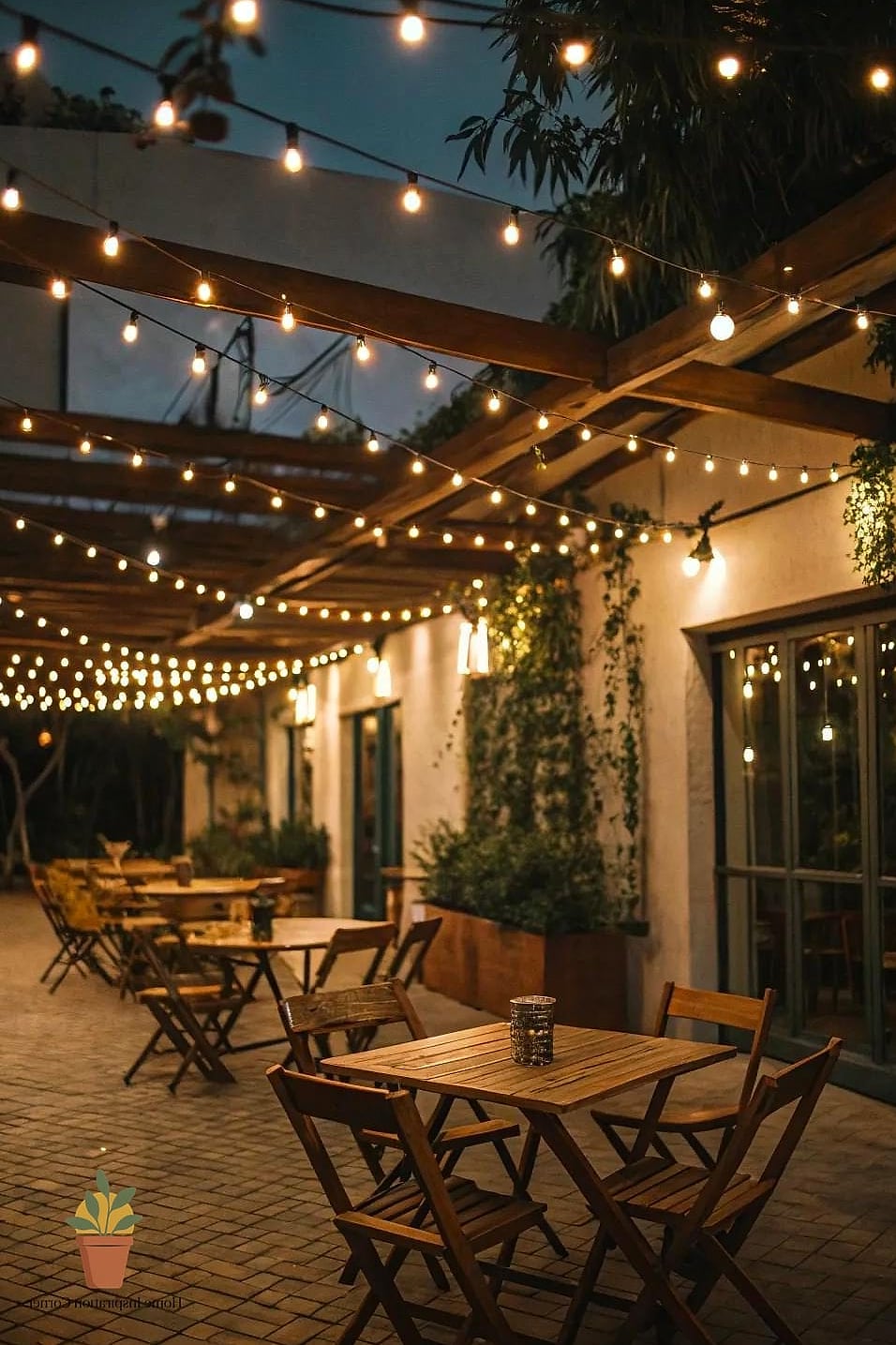 19 Patio Interno Ideas That Are Both Stylish and Practical 10 Add String Lighting for Evening Use