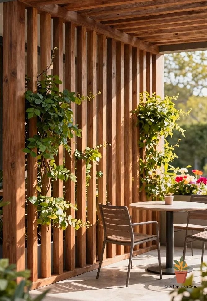 10 Outdoor Patio Decor Makeovers That Look Incredibly Expensive 7 Add a Vertical Privacy Screen with Trellis or Slats