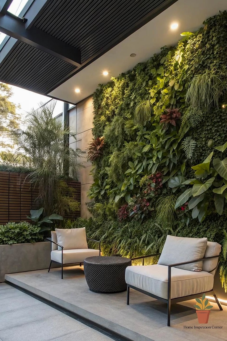 19 Patio Interno Ideas That Are Both Stylish and Practical 8 Add a Vertical Green Wall