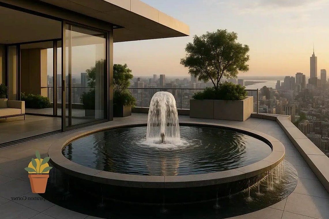 11 Penthouse Garden Rooftop Terrace Tips From Top Interior Designers 9 Add Water for Sound and a Sense of Calm