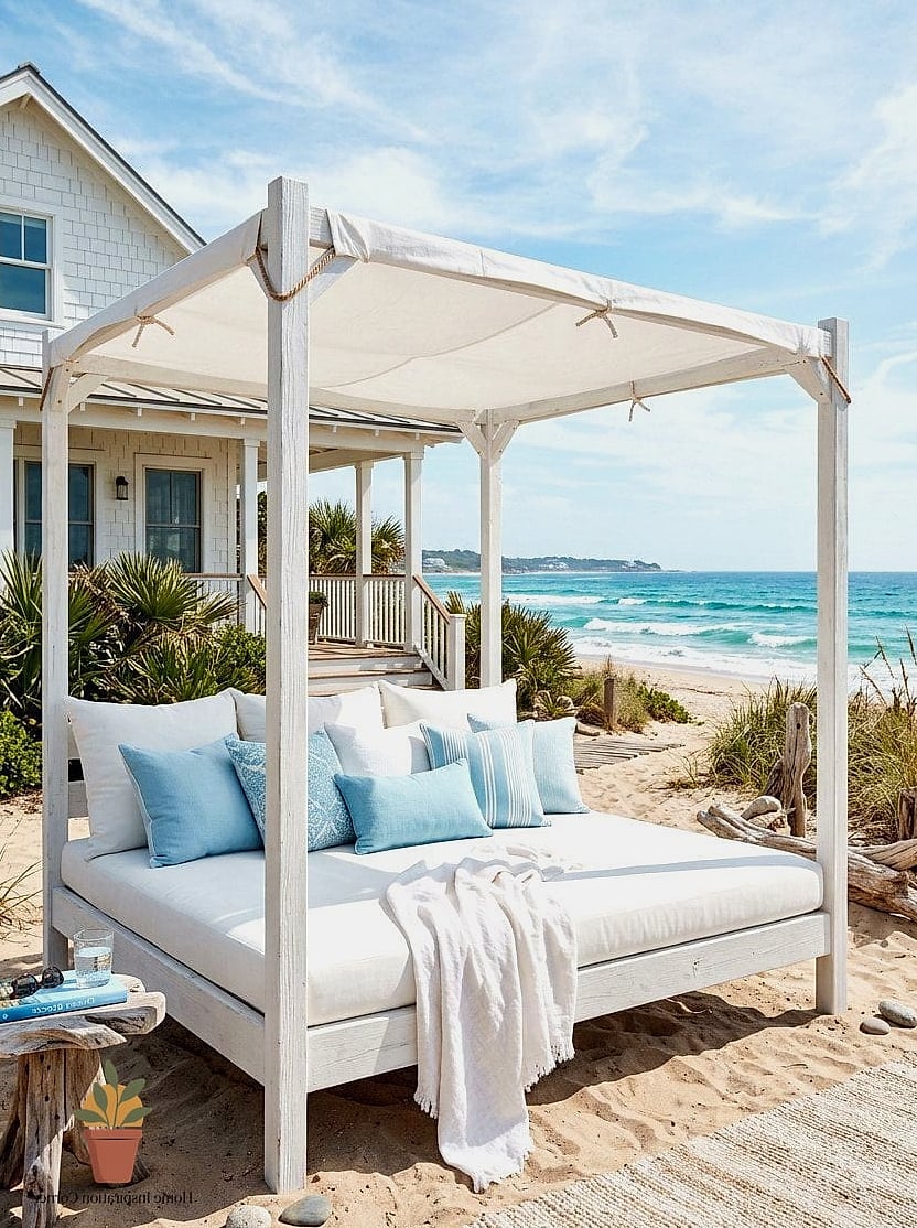 21 Outdoor Daybed Inspiration Boards You'll Want to Copy 16 All-White Coastal Daybed