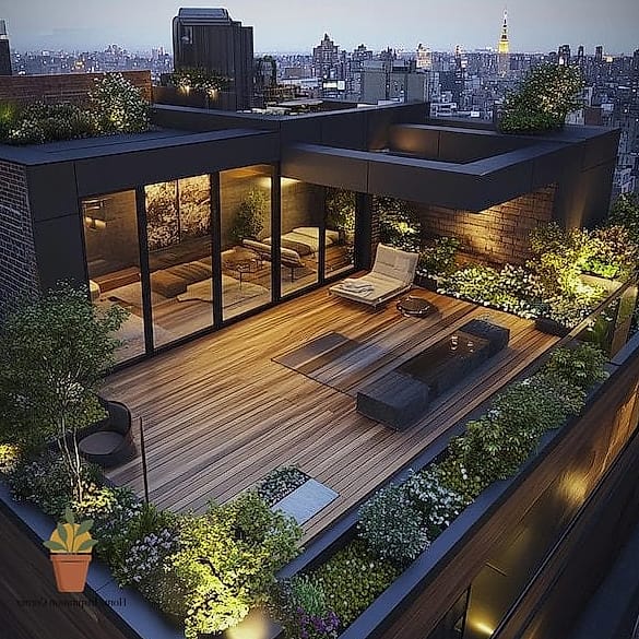 11 Penthouse Garden Rooftop Terrace Tips From Top Interior Designers 2 Anchor the Space With a Defined Layout