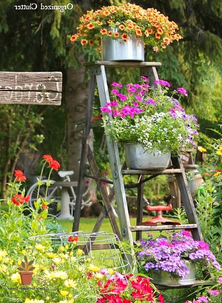 Antique Ladder Plant Stand