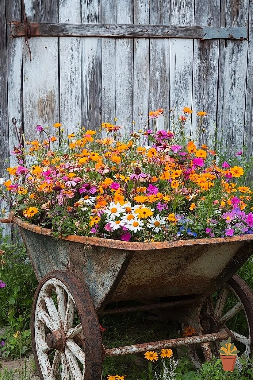 Antique Wheelbarrow Herb Garden