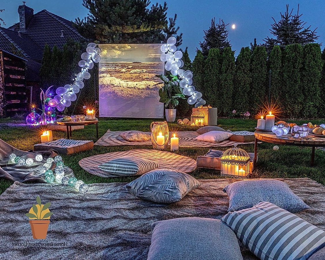 Backyard Movie Night Setup