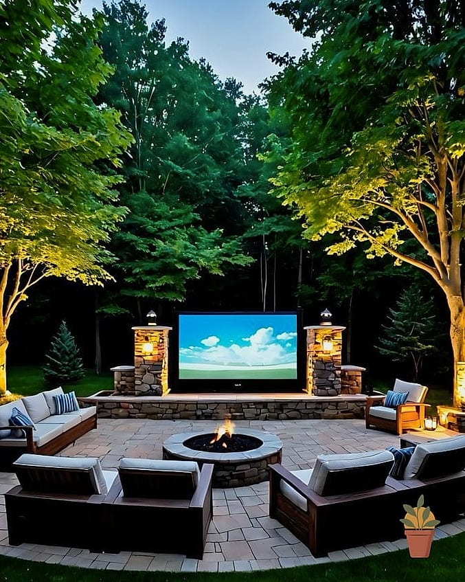 Backyard Movie Screen Setup