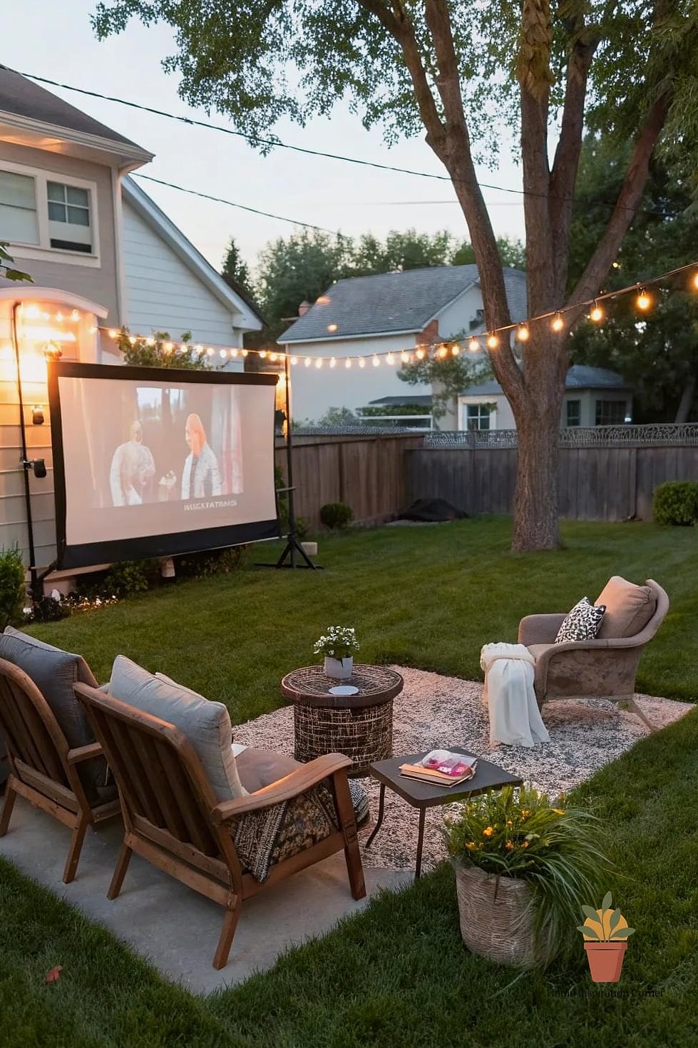 Backyard Movie Screen Setup