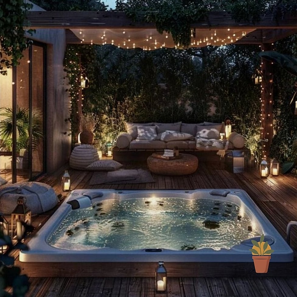 Backyard Spa Corner with a Hot Tub