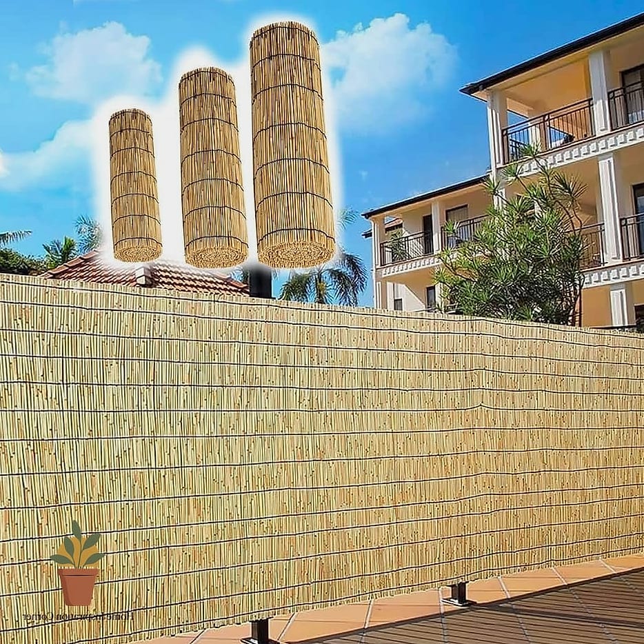 12 Privacy Wall Outdoor Concepts That Are Actually Achievable on a Budget 2 Bamboo Roll Fencing Over an Existing Fence
