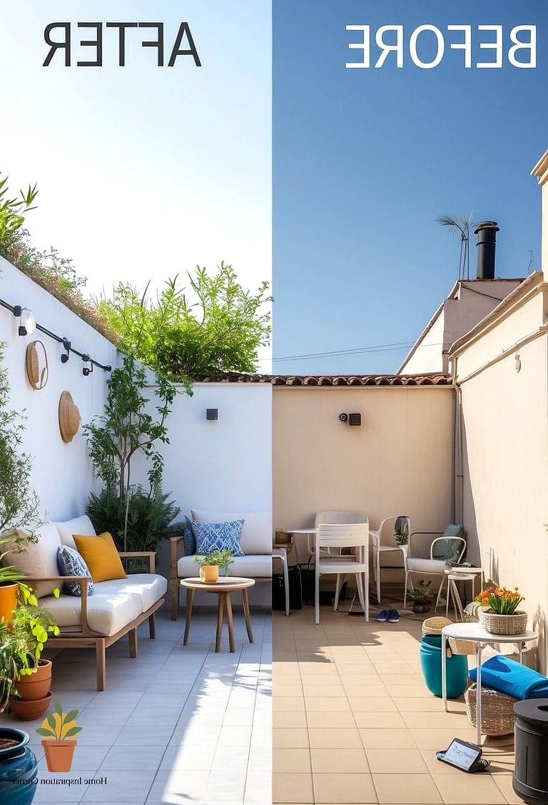 21 Terrace Photoshoot Ideas Before and After Transformations to Inspire 9 Bare Wall to Statement Tile Backsplash
