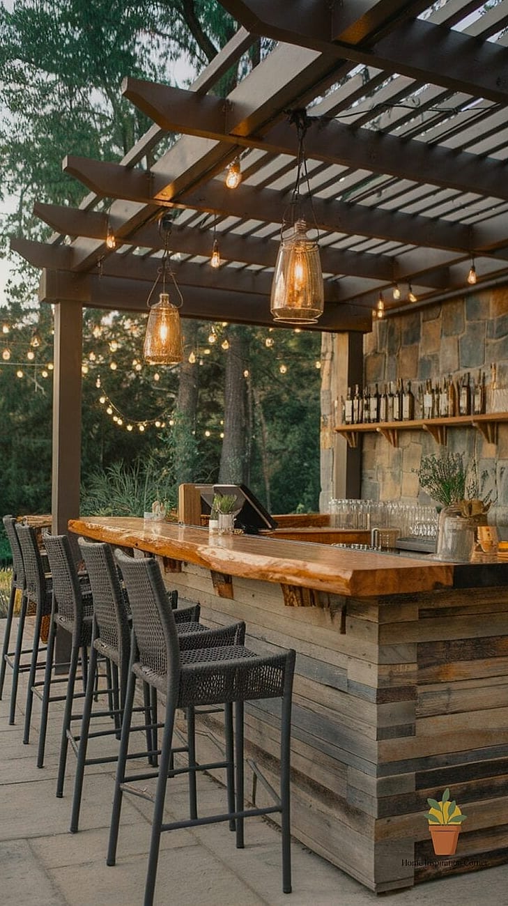 30 Backyard Bar Ideas Designs That Maximize Style and Function 27 Bar with Hidden Trash and Recycling Storage
