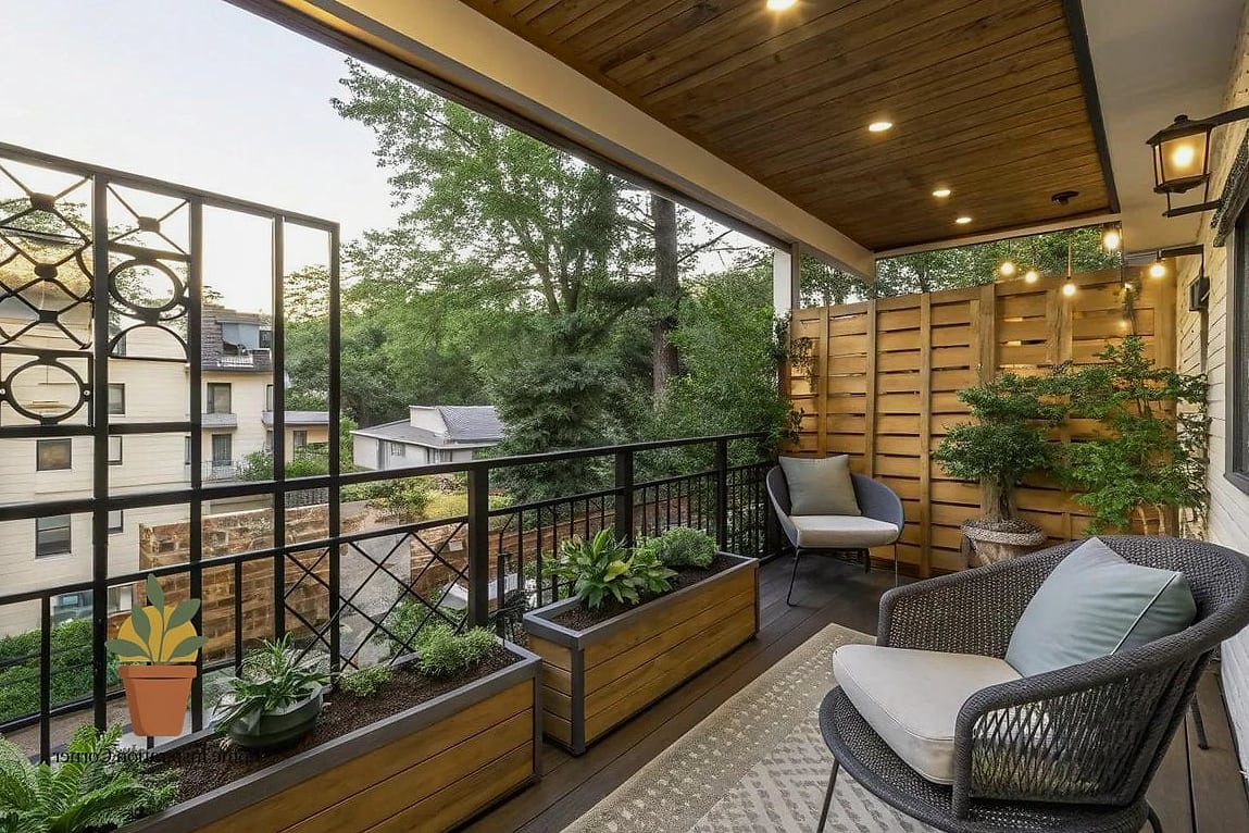 Bistro-Style Privacy Fencing with String Lights