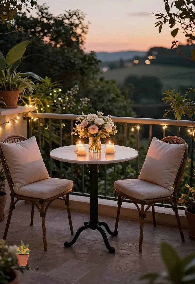 20 Cozy Balcony Aesthetic Concepts That Are Actually Achievable on a Budget 7 Bistro Table for Two Setup