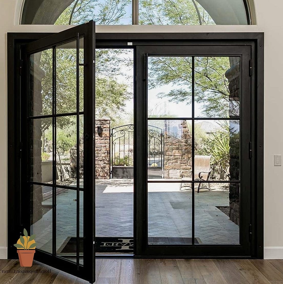 Black-Framed French Doors for a Modern Contrast