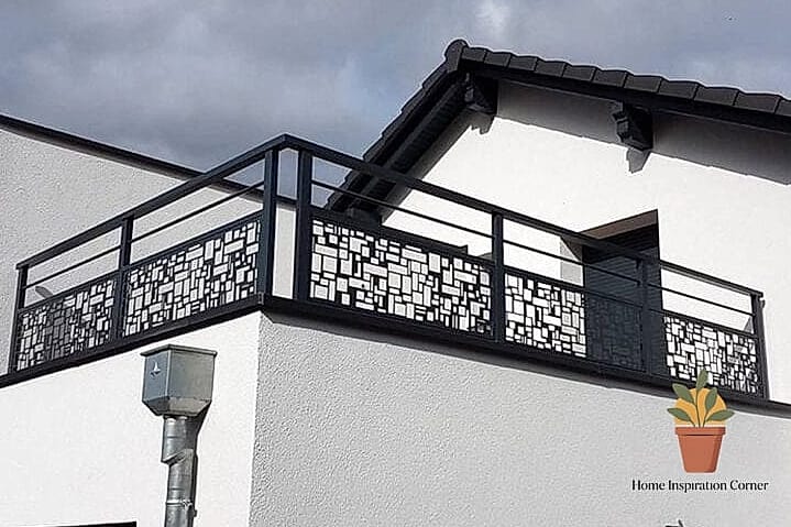 Black Metal Bars with Wood Cap Rail