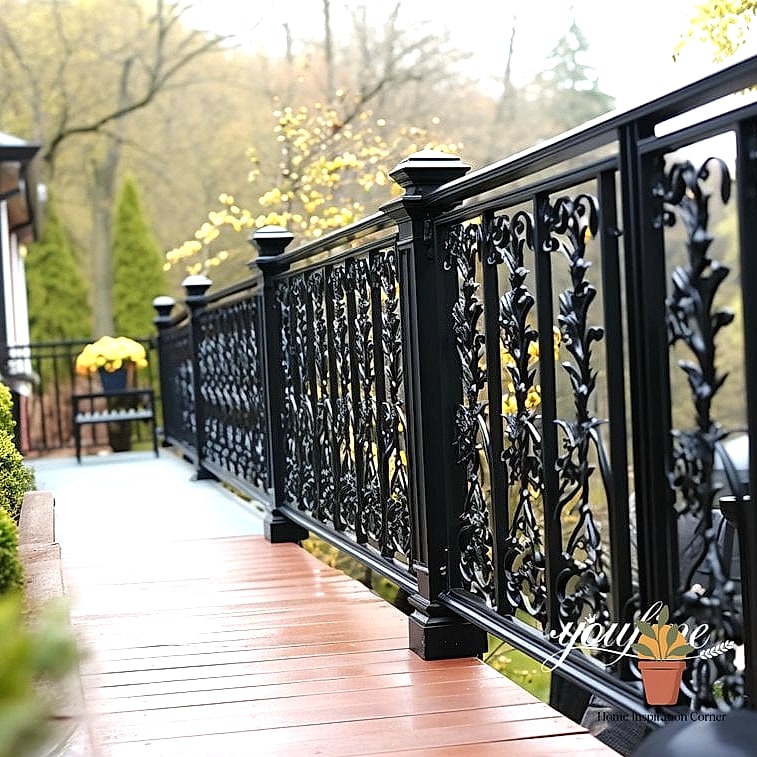 15 Creative Patio Railing Ideas Ideas You Haven't Seen Before 4 Black Metal Railing with Vertical Bars