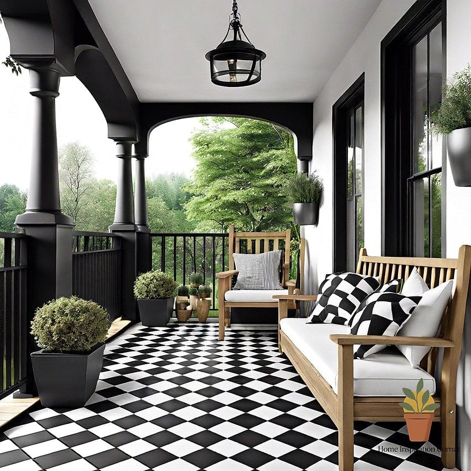 Black and White Checkerboard Tile