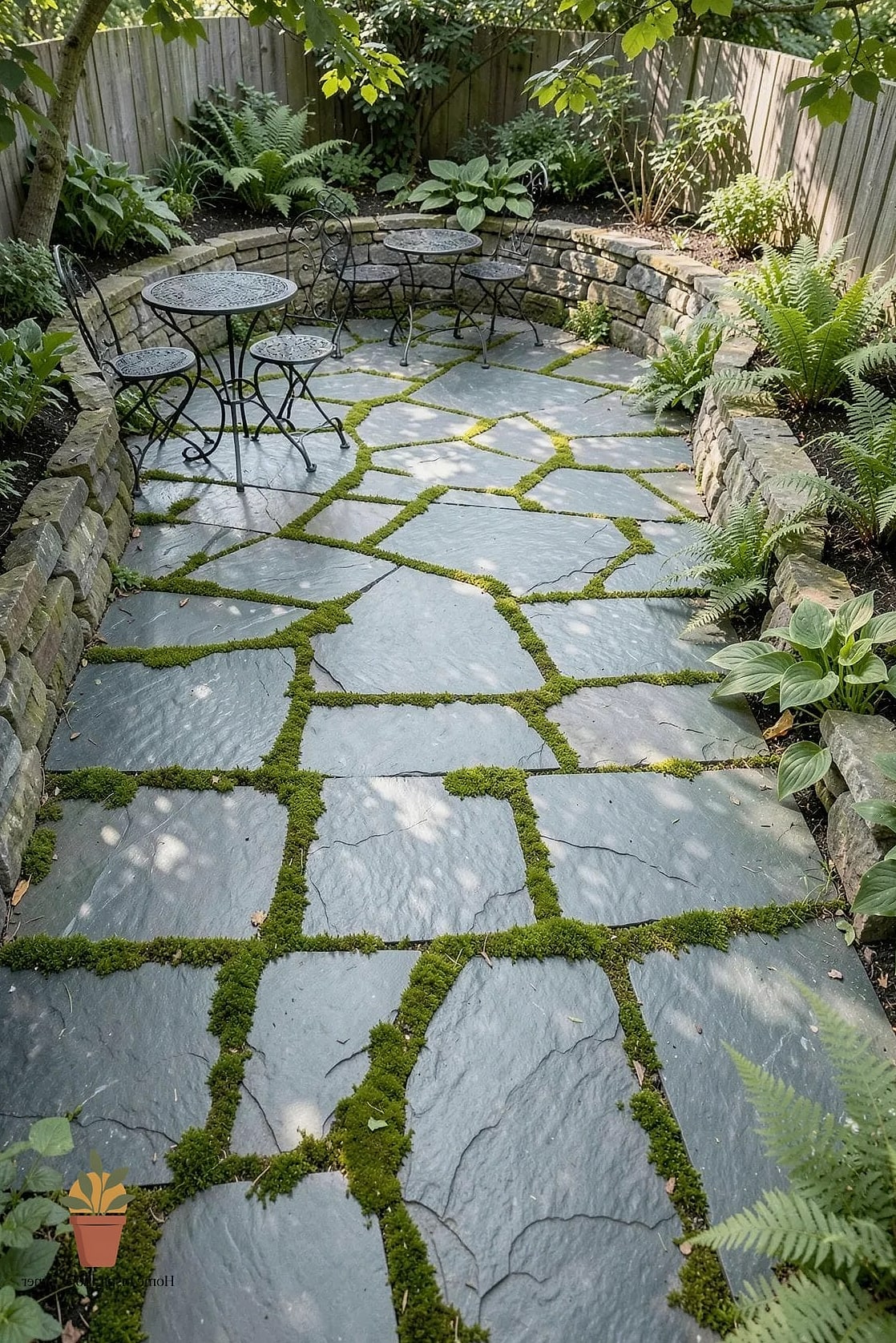 Bluestone with Moss Growing Between Joints