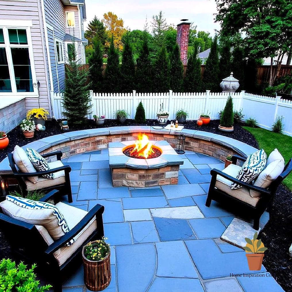Bluestone Patio with a Built-In Fire Pit