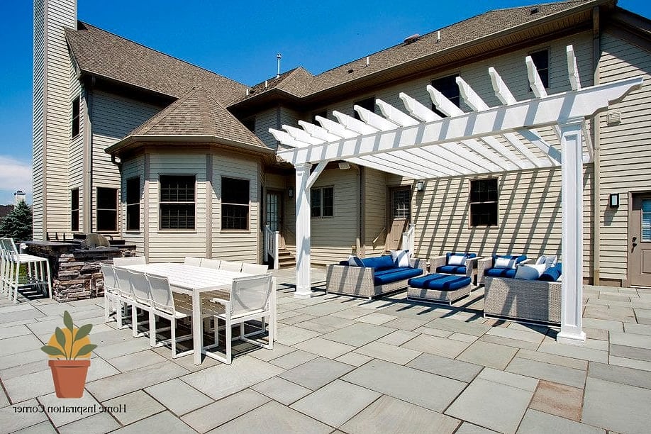 Bluestone Patio with a Pergola Overhead