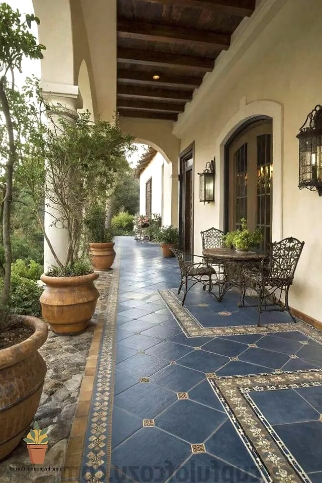 Blue Tile Fire Pit Surround