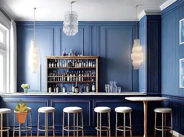 Blue and White Striped Cabana Bar