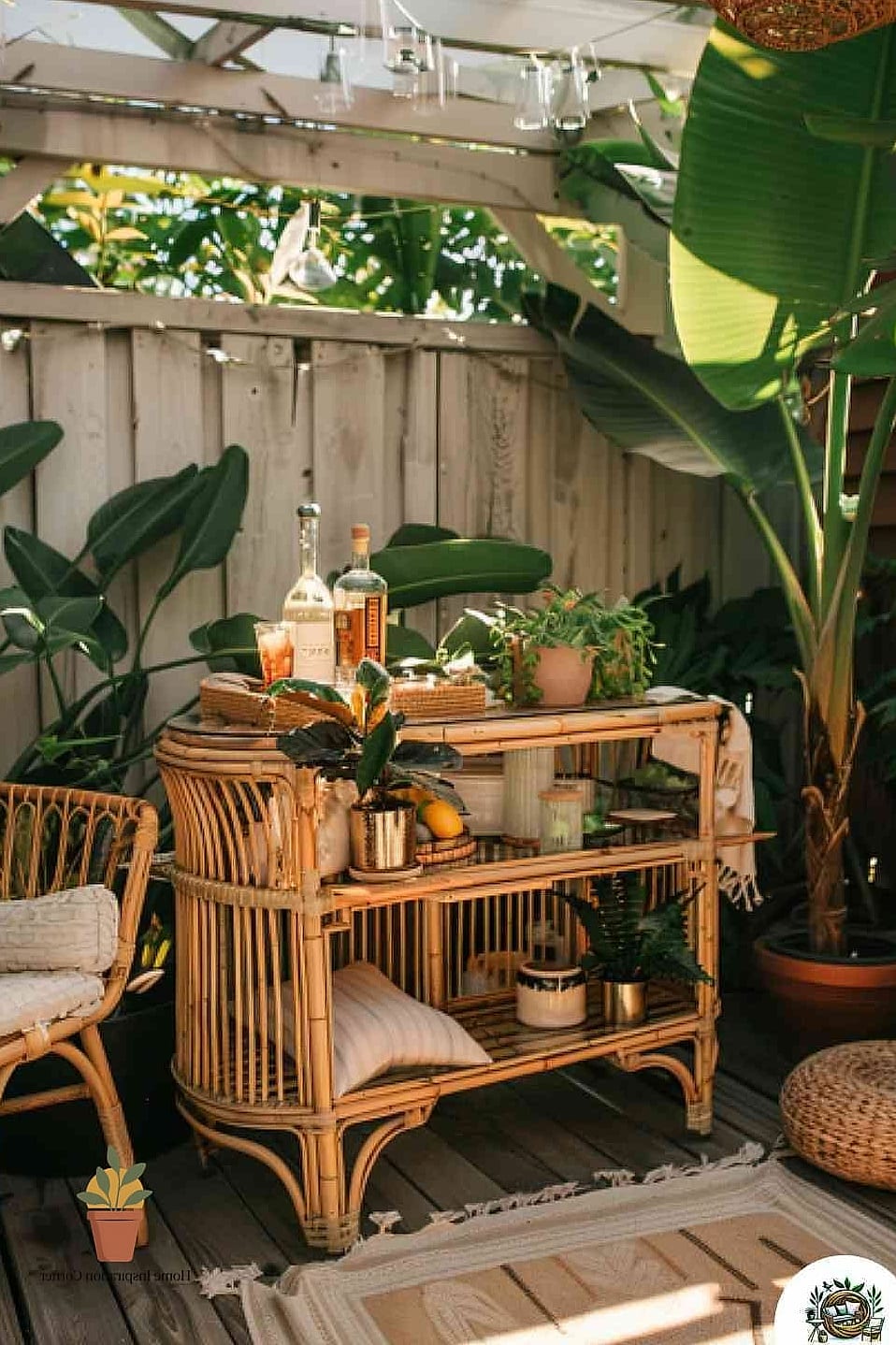 30 Backyard Bar Ideas Designs That Maximize Style and Function 22 Boho Bar with Rattan and Macrame Accents