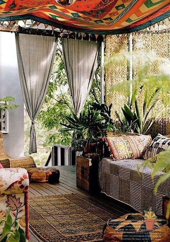 Boho Patio with Layered Textiles